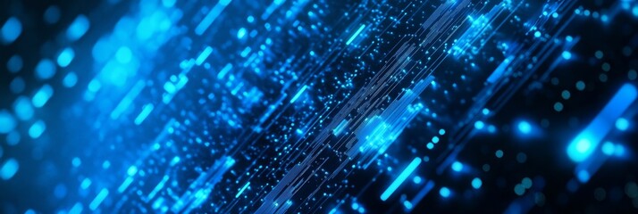 A futuristic abstract technology background featuring glowing blue lines and data flow. The image symbolizes innovation, digital connectivity, speed, and the rapid evolution of technology.