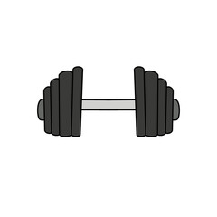 Wall Mural - A cartoon image of a dumbbell with a black handle and a silver bar