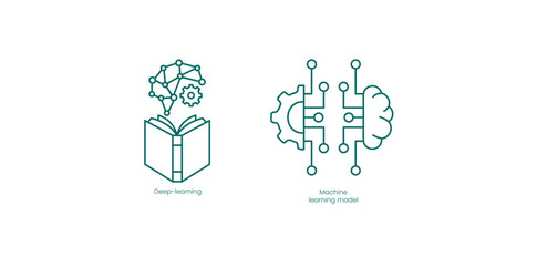 Poster - Deep Learning and Machine Learning Module Vector Icons Set