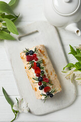 Sticker - Meringue roll, concept of tasty and delicious food