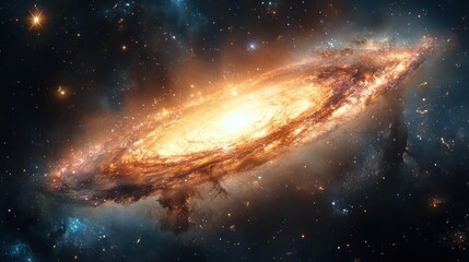 Wall Mural - An image of a bright nebula in space, floating among stars and galaxies.