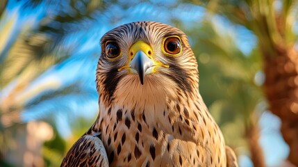 Wall Mural - A 3D UAE falcon with soft lighting on the right, symbolizing the traditional sport of falconry in the UAE.