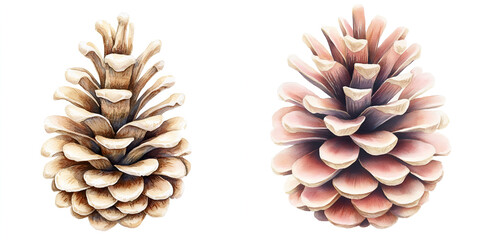 Wall Mural - Watercolor Pine Cones - Perfect for Nature-Inspired Designs