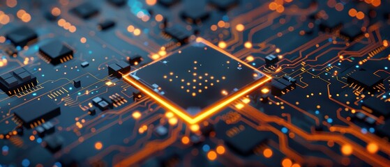 Wall Mural - technological marvel: close-up of an advanced ai chip with intricate circuitry and components