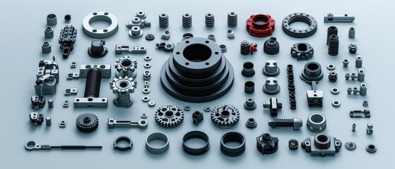 Wall Mural - advanced robotics engineering in with detailed mechanical parts on white background for copy space n