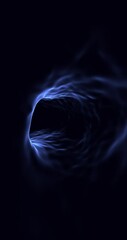Wall Mural - futuristic dark blue glowing 3d tunnel loop vertical animation.