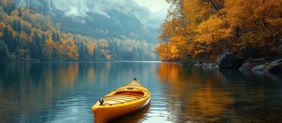 Poster - Kayak on a Tranquil Autumn Lake