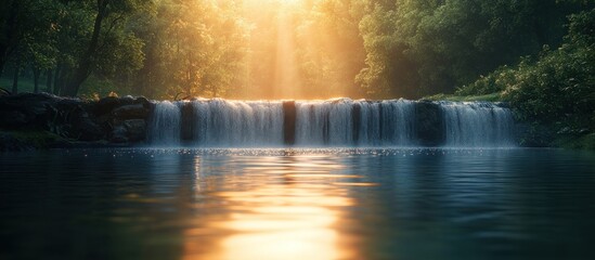 Canvas Print - Waterfall at Sunset