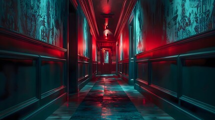 Red and Blue Hallway