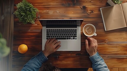 Group of people collaborating around wooden table with mockup laptop computer, engaged in work or discussion, ideal for business meetings, team projects, and technology use