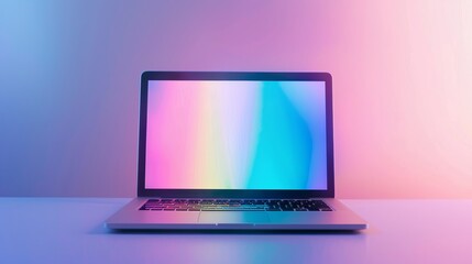 Wall Mural - professional laptop on white background showcasing vibrant holographic graph symbolizing business gr