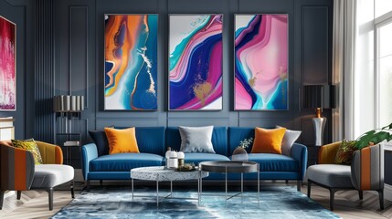 Wall Mural - vibrant liquid abstract background with flowing swirls of colorful paint, dynamic fluid art with mar