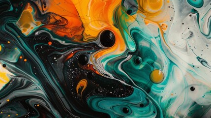 Wall Mural - vibrant liquid abstract background with flowing swirls of colorful paint, dynamic fluid art with mar