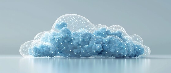 Wall Mural - Futuristic Cloud Computing Network Visualization in 3D Hologram Concept Isolated on White Background