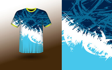 Wall Mural - T-shirt Sport Design Template, T-shirt Mockup Abstract Grunge Sport Jersey Design For Cricket, Football Soccer, Racing, Sports, Running Soccer Jersey. Uniform Front View