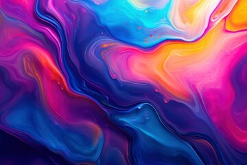 Colorful abstract liquid glass background. wallpaper neon. Fluid painting abstract texture. Intensive colorful mix of acrylic neon colors, ai