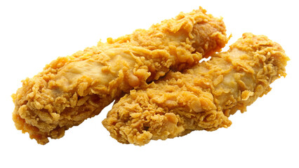 Delicious crispy fried chicken strips on a transparent background