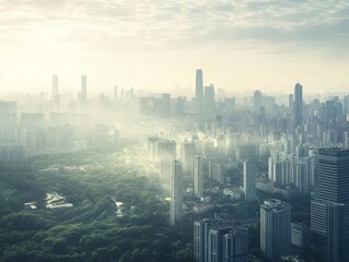 Wall Mural - Urban landscape representing the dynamics of the chinese economy in contemporary photography