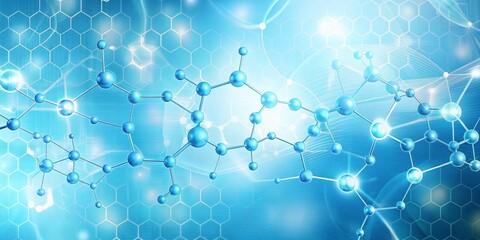 Abstract Molecular Structure on Blue Background, Molecule, Science, Technology