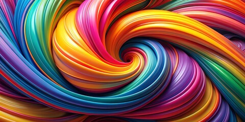 Wall Mural - Abstract Rainbow Spiral 3D Rendered Colorful Swirls, abstract, colorful, swirl