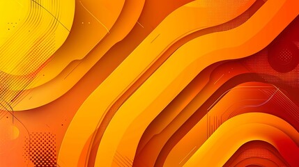 Wall Mural - Abstract orange background featuring geometric shapes with modern gradient diagonal rounded lines. Dynamic forms create a minimal and futuristic concept