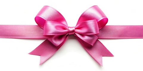 Wall Mural - Pink Satin Ribbon Bow on White Background,ribbon,bow,gift