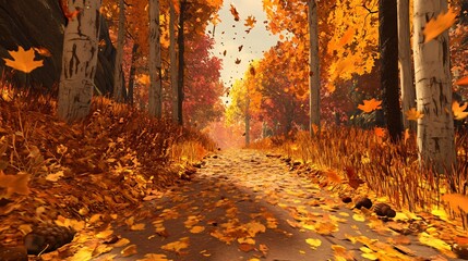 Wall Mural - Autumnal Forest Path