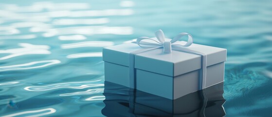 Minimalist gift box with a minimalist, abstract water reflection