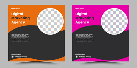 Creative social media post banner template, Corporate social media web banner design, Facebook Post, Instagram Post template,Business marketing agency promotion social media post template. Editable,