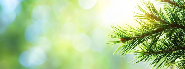 Canvas Print -  Close-up of pine tree needles against softly blurred greens