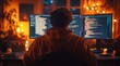 © CreativeVista - Hacker in Hoodie Coding During Cyber Attack at Night - Cinematic Photography