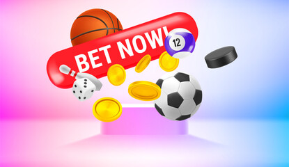 Aufkleber - Vivid room with sport inventory. Net now concept. Realistic 3d vector illustration