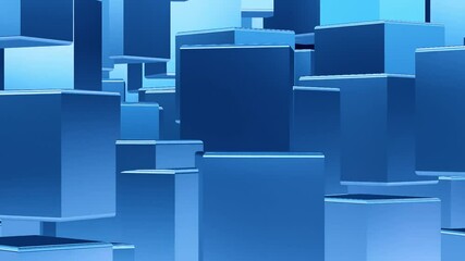 Wall Mural - abstract 3 d blue square rotation geometric surface animation. light bright clean minimal squares. r
