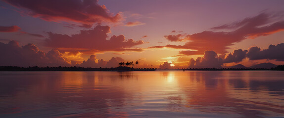 Wall Mural - sunset over the river