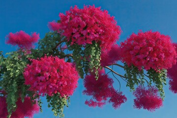 Wall Mural - Stunning 3D Bougainvillea Spectabilis Floral Art on Exquisite Blue Background