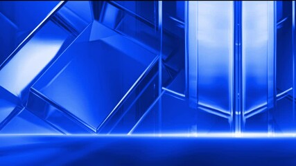 Wall Mural - abstract glass composition featuring a vibrant blue square nestled within a symphony of refracting g