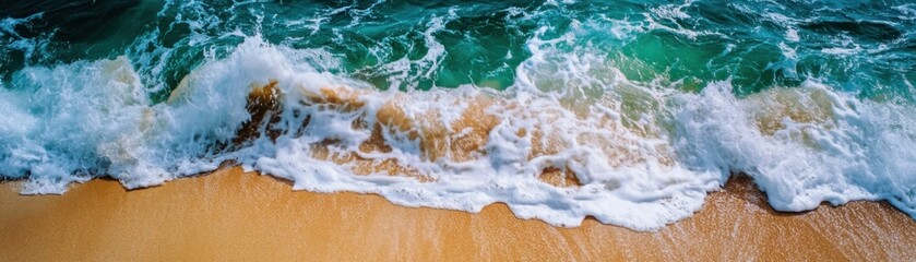 Foamy Ocean Waves Crashing on a Sandy Beach