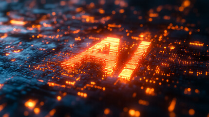 Wall Mural - a glowing letter a is on a blue background