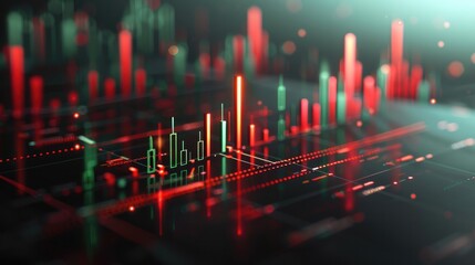 Aufkleber - 3D forex trading chart, emphasizing clean design and symmetry. Display a simplified candlestick chart on a flat surface with key support and resistance levels marked subtly. Generative AI.