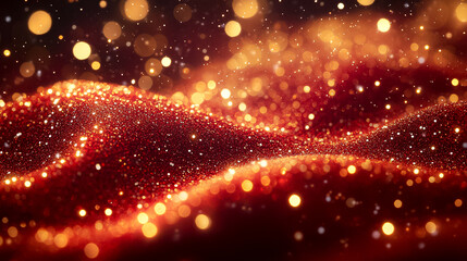 Wall Mural - A red and gold background with a lot of sparkles