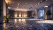 © Nasreen - Bright and Inviting Event Space with a Stage, Soft Lighting, and Patterned Floor
