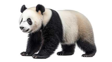 Cute giant panda bear walking isolated transparent background