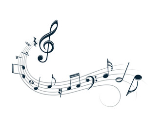 Poster - The stylized symbol with music notes.
