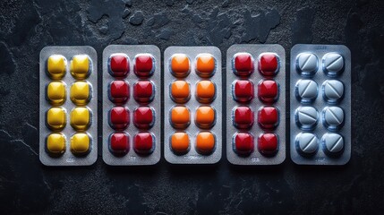 Colorful Pills in Blister Packs