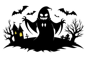 Halloween ghost Black silhouette vector illustration