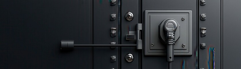 A strong steel safe with a combination lock is partially open, revealing its secure contents The safe is set in a bank-like environment, symbolizing security and protection for valuables such as cash 