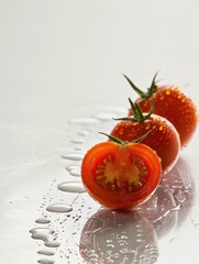 Wall Mural - beautiful front view photograph of  fresh tomatoes on a white background