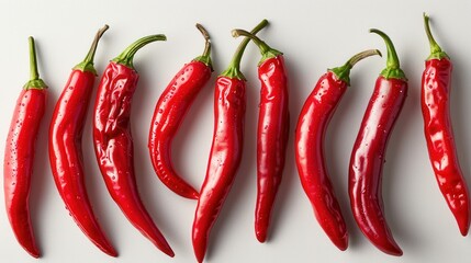 Wall Mural - Delicious red chili peppers, white background