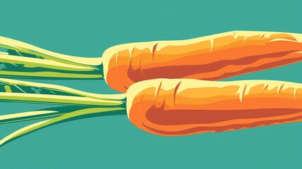 Poster - Stylized carrots vector art on a pale green background, minimalist and modern 