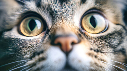 a playful kitten's eyes shine with curiosity, captivating the moment as she looks directly at the ca